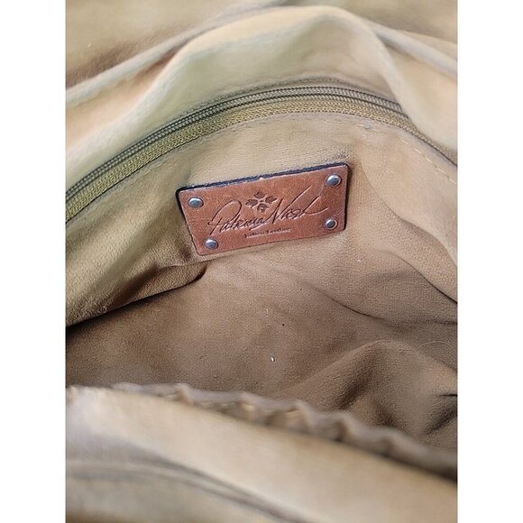 Patricia Nash Satchel Purse Tooled Studded Black Leather 13W x 10H Bottom Studs - Picture 14 of 16